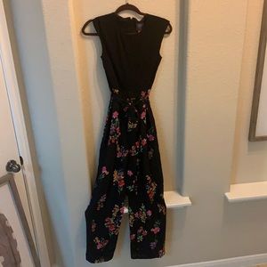 Vince Camuto Black and Floral Jumpsuit